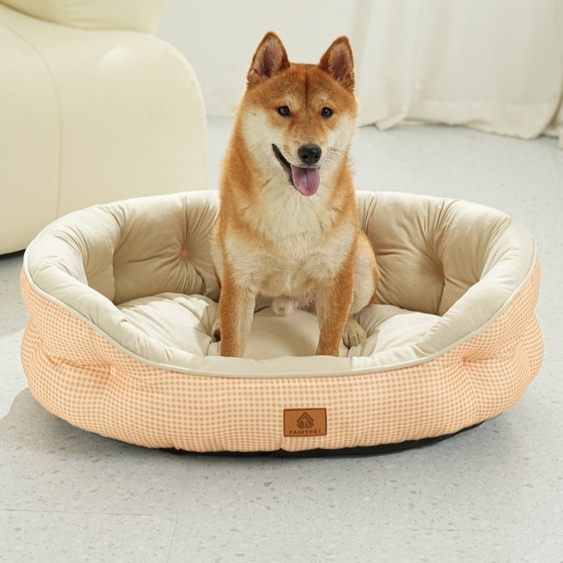 Elevated Plaid Pet Bed for Dogs & Cats