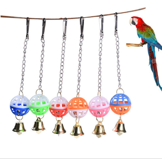 Bird Toy With Bells Two-tone Bell Pendant Parrot Bird Sound Making Toy