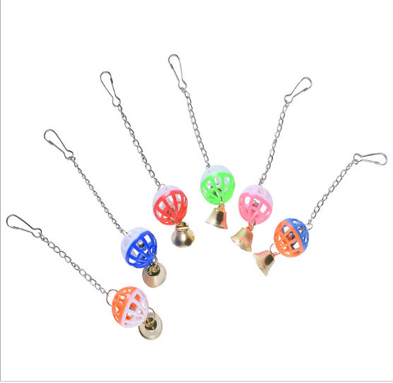 Bird Toy With Bells Two-tone Bell Pendant Parrot Bird Sound Making Toy